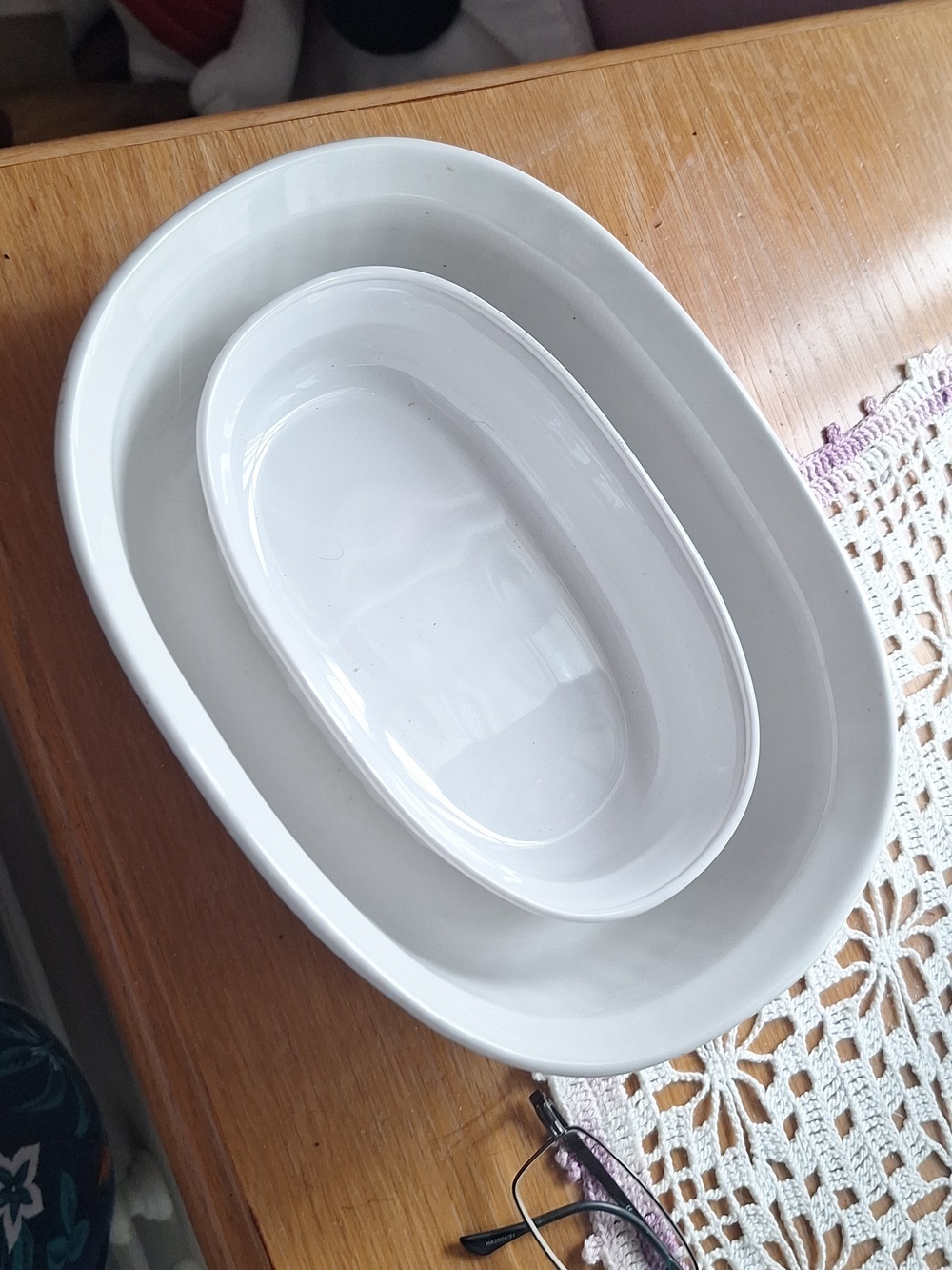 2 French White Corningware Oval Baking Dish